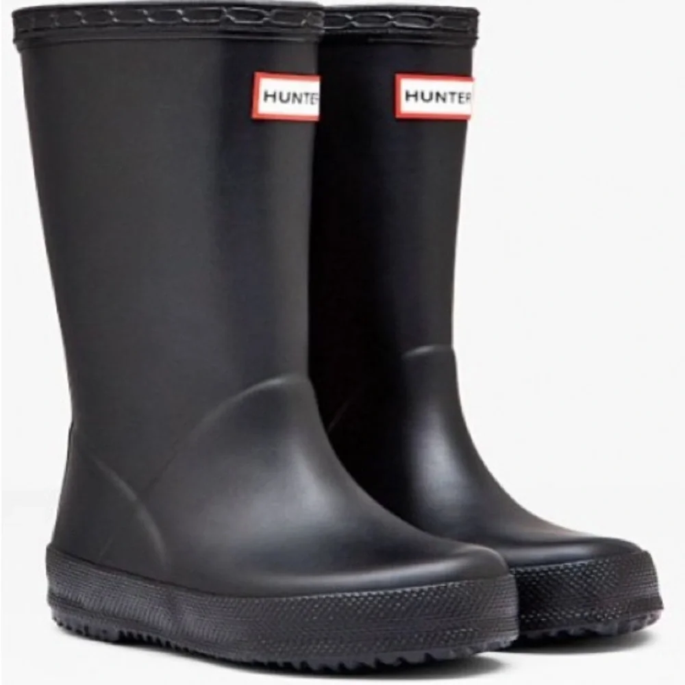 Size 6/7 Toddler Hunter Kids Black Waterproof Boots - Picture 1 of 1